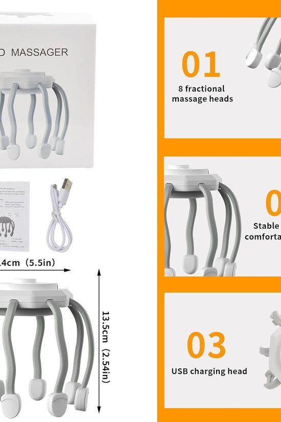 Hair Scalp Massager with 8 Vibrating Contacts