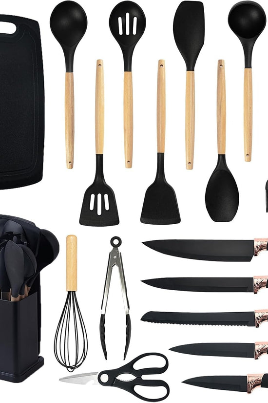 19-Piece Kitchen Utensil & Knife Block Set